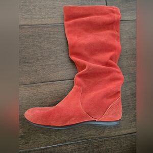 Orange Suede Knee High Boots